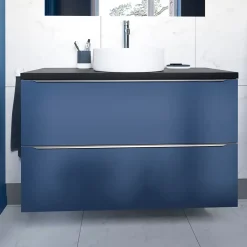 GoodHome Meuble sous vasque suspendu bleu nuit mat l.100 x H.60 x P.45 cm, Imandra