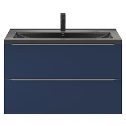 GoodHome Meuble sous vasque suspendu bleu nuit mat l.100 x H.60 x P.45 cm, Imandra