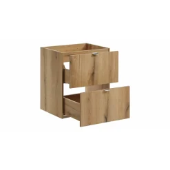 Meublorama Meuble sous vasque VANO 2 tiroirs Coloris chene L50 x P57 x H39 cm Meuble suspendu* Meuble Sous-Vasque