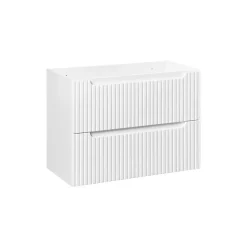Meublorama Meuble sous vasque VANO 2 tiroirs Blanc alpin L80 x P39 x H57 cm Meuble suspendu