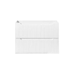 Meublorama Meuble sous vasque VANO 2 tiroirs Blanc alpin L80 x P39 x H57 cm Meuble suspendu