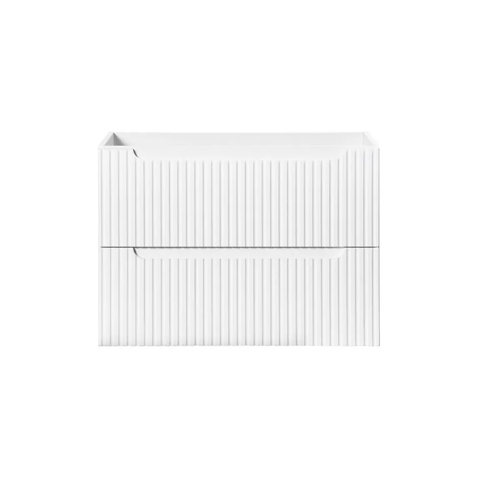 Meublorama Meuble sous vasque VANO 2 tiroirs Blanc alpin L80 x P39 x H57 cm Meuble suspendu