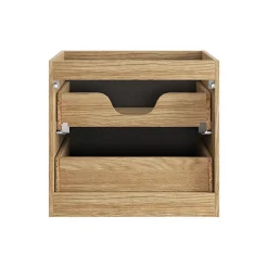 Meublorama Meuble sous vasque VELNIA 2 tiroirs 60 cm Coloris chene clair et noir Meuble suspendu* Meuble Sous-Vasque