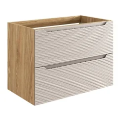 Meublorama Meuble sous vasque YOKA Beige et chene clair 90 cm