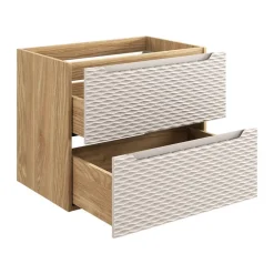 Meublorama Meuble sous vasque YOKA Beige et chene clair 70 cm* Meuble Sous-Vasque