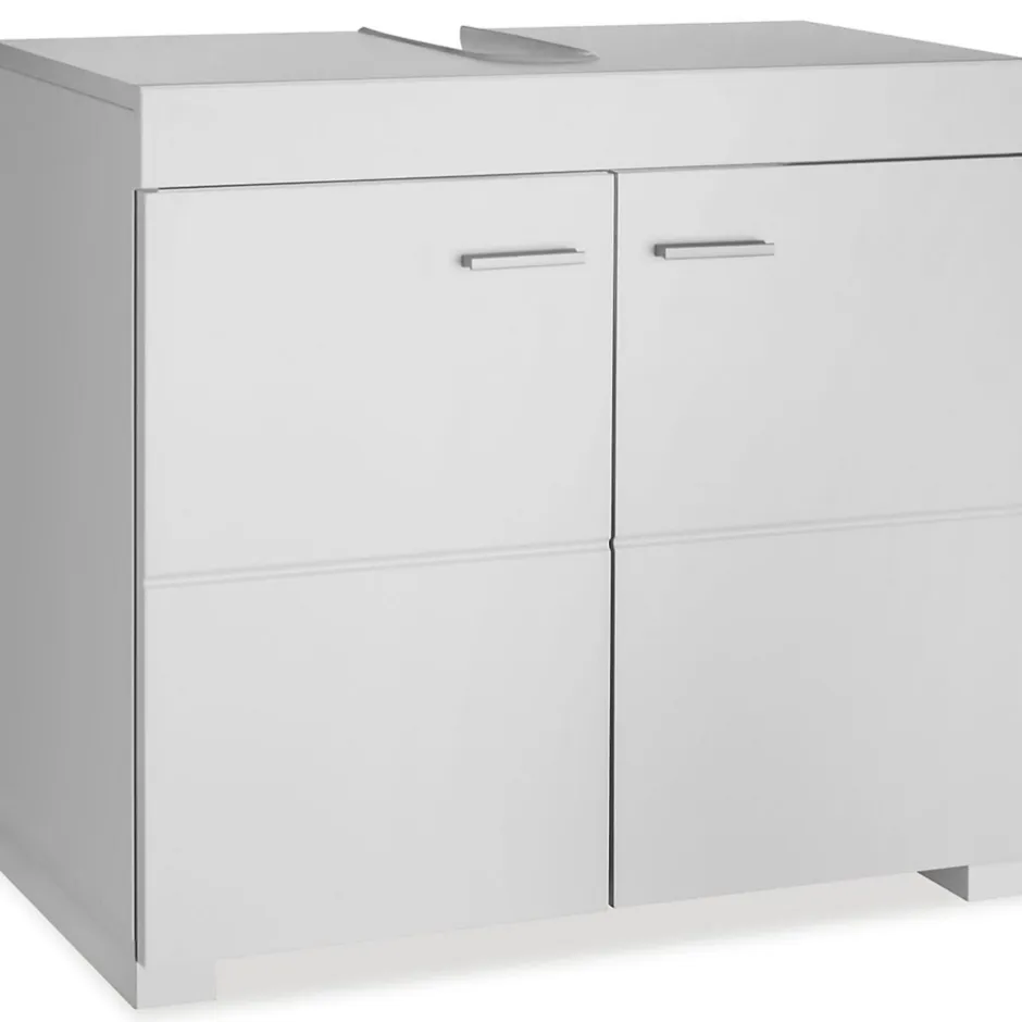 Tectake Meuble sous-lavabo 2 compartiments avec 2 portes battantes blanc