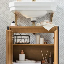 Sobuy Meuble sous-Lavabo Meuble sous-Vasque à 2 étages et 2 Portes, BZR63-PF,* Meuble Sous-Vasque
