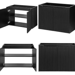 [En.Casa] Meuble sous-lavabo NEWPORT avec 2 portes 80 x 60 x 40 cm noir en.casa