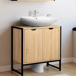 IDMarket Meuble sous-lavabo salle de bain DETROIT design industriel