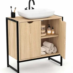 IDMarket Meuble sous-lavabo salle de bain DETROIT design industriel