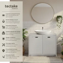 Tectake Meuble sous-lavabo spacieux avec capacité de charge de 20 kg blanc* Lave-Mains