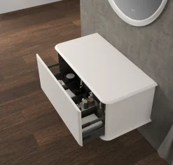 Baden Meuble sous-vasque à suspendre l.95 cm avec plan de toilette, blanc mat, Idra* Meuble Buanderie