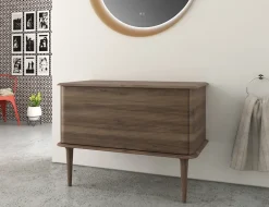 Baden Meuble sous-vasque à suspendre l.95 cm avec plan de toilette et pieds H.29 cm, effet noyer, Idra* Meuble Buanderie
