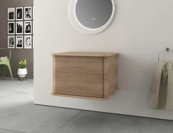 Baden Meuble sous-vasque à suspendre l.61 cm avec plan de toilette, effet chêne tabac, Idra* Meuble Buanderie