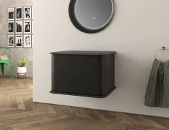 Baden Meuble sous-vasque à suspendre l.61 cm avec plan de toilette, noir mat, Idra* Meuble Buanderie