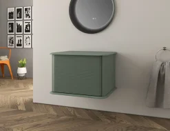 Baden Meuble sous-vasque à suspendre l.61 cm avec plan de toilette, vert mat, Idra