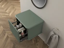 Baden Meuble sous-vasque à suspendre l.61 cm avec plan de toilette, vert mat, Idra