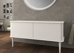 Baden Meuble sous-vasque à suspendre l.141 cm avec plan de toilette et pieds H.29 cm, blanc mat, Idra