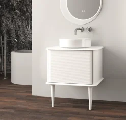 Baden Meuble sous-vasque à suspendre l.61 cm avec plan de toilette, vasque à poser et pieds H.29 cm, blanc mat, Idra