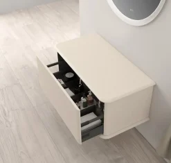 Baden Meuble sous-vasque à suspendre l.95 cm avec plan de toilette, beige coton, Idra* Meuble Buanderie