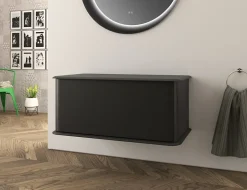 Baden Meuble sous-vasque à suspendre l.95 cm avec plan de toilette, noir mat, Idra* Meuble Buanderie