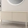 Baden Meuble sous-vasque à suspendre l.141 cm avec plan de toilette et pieds H.29 cm, beige coton, Idra