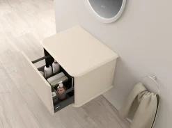 Baden Meuble sous-vasque à suspendre l.61 cm avec plan de toilette, beige coton, Idra