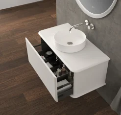 Baden Meuble sous-vasque à suspendre l.95 cm avec plan de toilette et vasque à poser, blanc mat, Idra