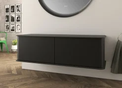 Baden Meuble sous-vasque à suspendre l.141 cm avec plan de toilette, noir mat, Idra