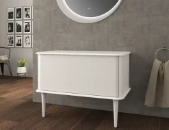 Baden Meuble sous-vasque à suspendre l.95 cm avec plan de toilette et pieds H.29 cm, blanc mat, Idra* Meuble Buanderie
