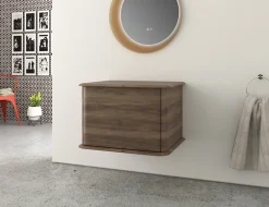 Baden Meuble sous-vasque à suspendre l.61 cm avec plan de toilette, effet noyer, Idra* Meuble Buanderie