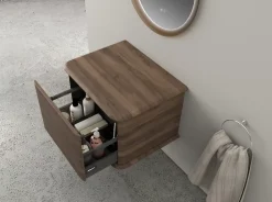 Baden Meuble sous-vasque à suspendre l.61 cm avec plan de toilette, effet noyer, Idra* Meuble Buanderie