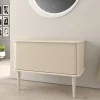 Baden Meuble sous-vasque à suspendre l.95 cm avec plan de toilette et pieds H.29 cm, beige coton, Idra* Meuble Buanderie