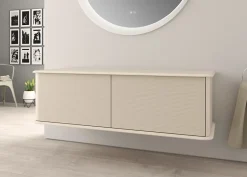 Baden Meuble sous-vasque à suspendre l.141 cm avec plan de toilette, beige coton, Idra* Meuble Buanderie