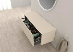Baden Meuble sous-vasque à suspendre l.141 cm avec plan de toilette, beige coton, Idra* Meuble Buanderie