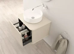 Baden Meuble sous-vasque à suspendre l.61 cm avec plan de toilette et vasque à poser, beige coton, Idra* Meuble Buanderie