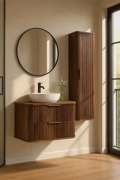 Furnidea Meuble sous-vasque à suspendre GLAMOUR coloris noyer foncé 80 cm