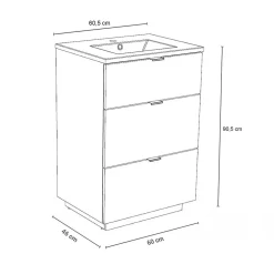 Weber Industries Meuble sous-vasque 3 tiroirs MARBELLA 60 cm + vasque / Blanc* Meuble Vasque