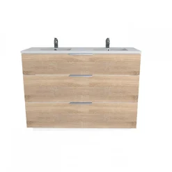 Weber Industries Meuble sous-vasque 3 tiroirs MARBELLA 120 cm + vasque / Décor Chêne blanchi