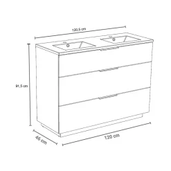 Weber Industries Meuble sous-vasque 3 tiroirs MARBELLA 120 cm + vasque / Décor Chêne blanchi