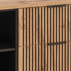 Petits-Meubles Meuble sous-vasque 140cm 2 niches Gaia Bois et Noir