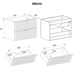 Petits-Meubles Meuble sous-vasque 140cm 2 niches Gaia Bois et Noir