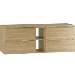 Petits-Meubles Meuble sous-vasque 140cm 2 niches plan de toilette Viggo Bois