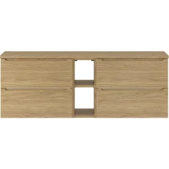 Petits-Meubles Meuble sous-vasque 140cm 2 niches plan de toilette Viggo Bois