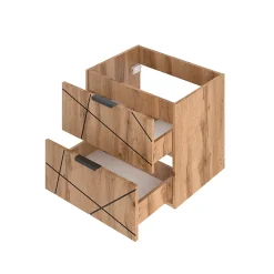 Petits-Meubles Meuble sous-vasque 140cm 2 niches plan de toilette Teren Bois