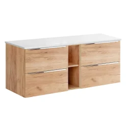 Petits-Meubles Meuble sous-vasque 140cm 2 niches April Bois et Blanc* Meuble Sous-Vasque
