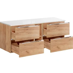 Petits-Meubles Meuble sous-vasque 140cm 2 niches April Bois et Blanc* Meuble Sous-Vasque
