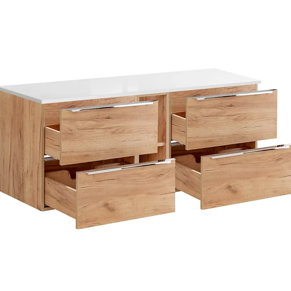 Petits-Meubles Meuble sous-vasque 140cm 2 niches April Bois et Blanc* Meuble Sous-Vasque