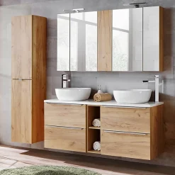 Petits-Meubles Meuble sous-vasque 140cm 2 niches April Bois et Blanc* Meuble Sous-Vasque