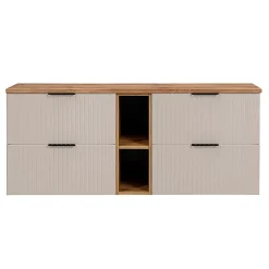 Petits-Meubles Meuble sous-vasque 140cm 2 niches Adriel Cachemire et Bois
